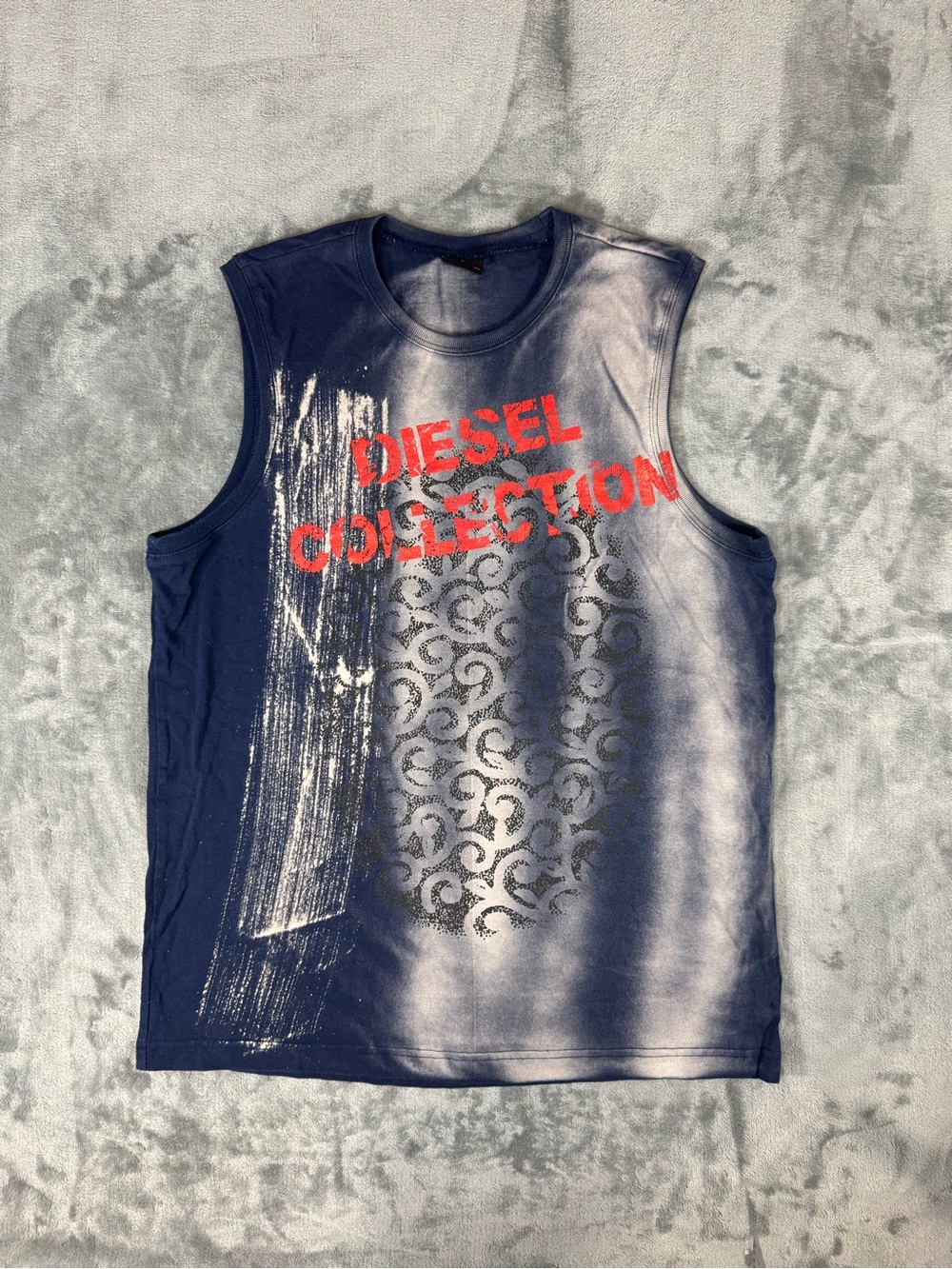 Diesel Navy and Red Graphic Tank Top